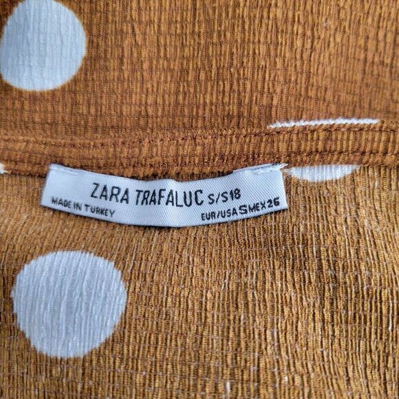ZARA Trafaluc Polka-Dot Brown Dress (Size S) - Picture 6 of 7